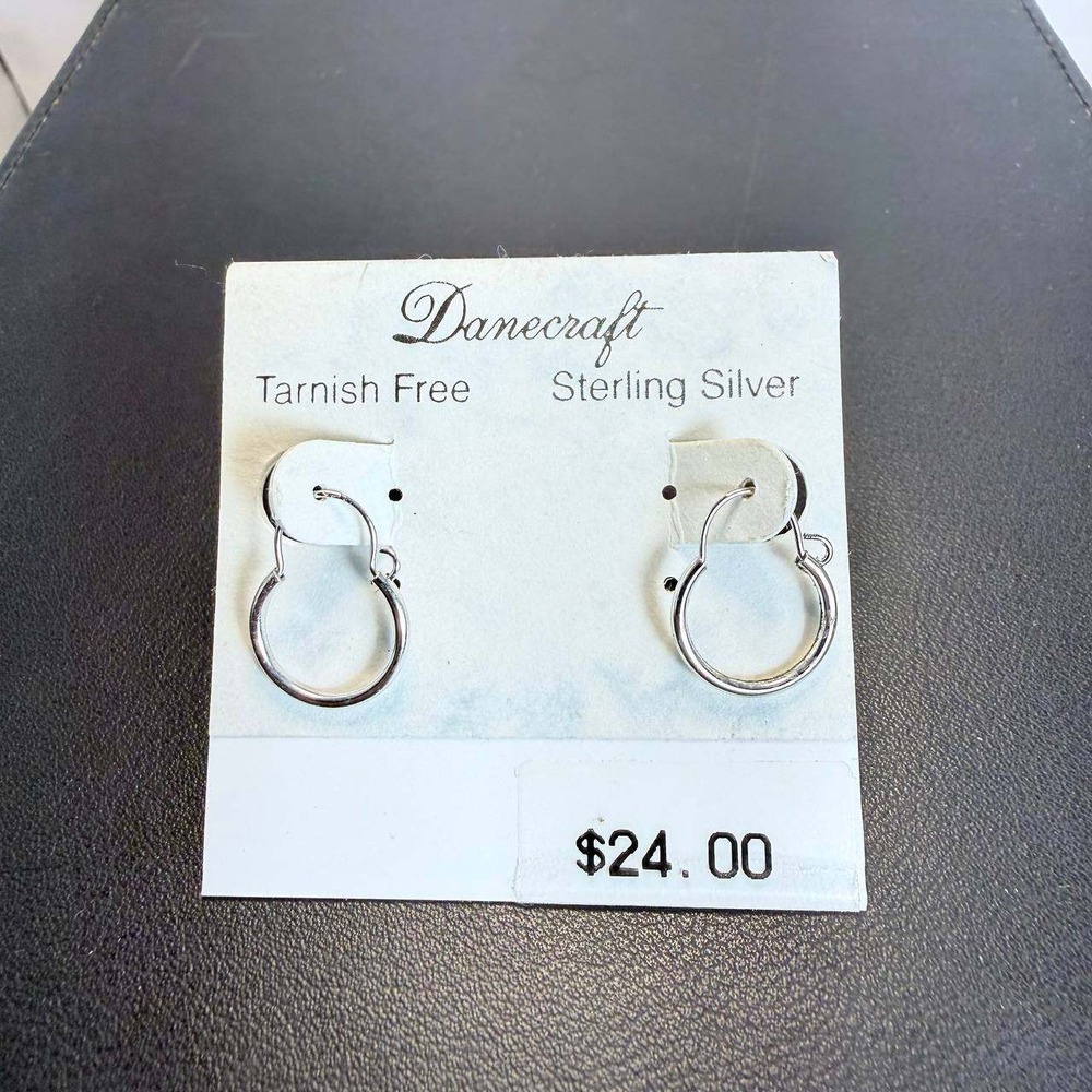 Danecraft Sterling Silver Hoop Earrings Tarnish Free Latch Back New NWT